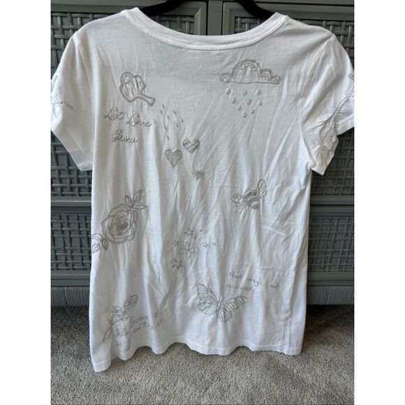 NWOT Johnny Was embroidered white short sleeve t shirt, Small $198 A1 - Picture 9 of 9